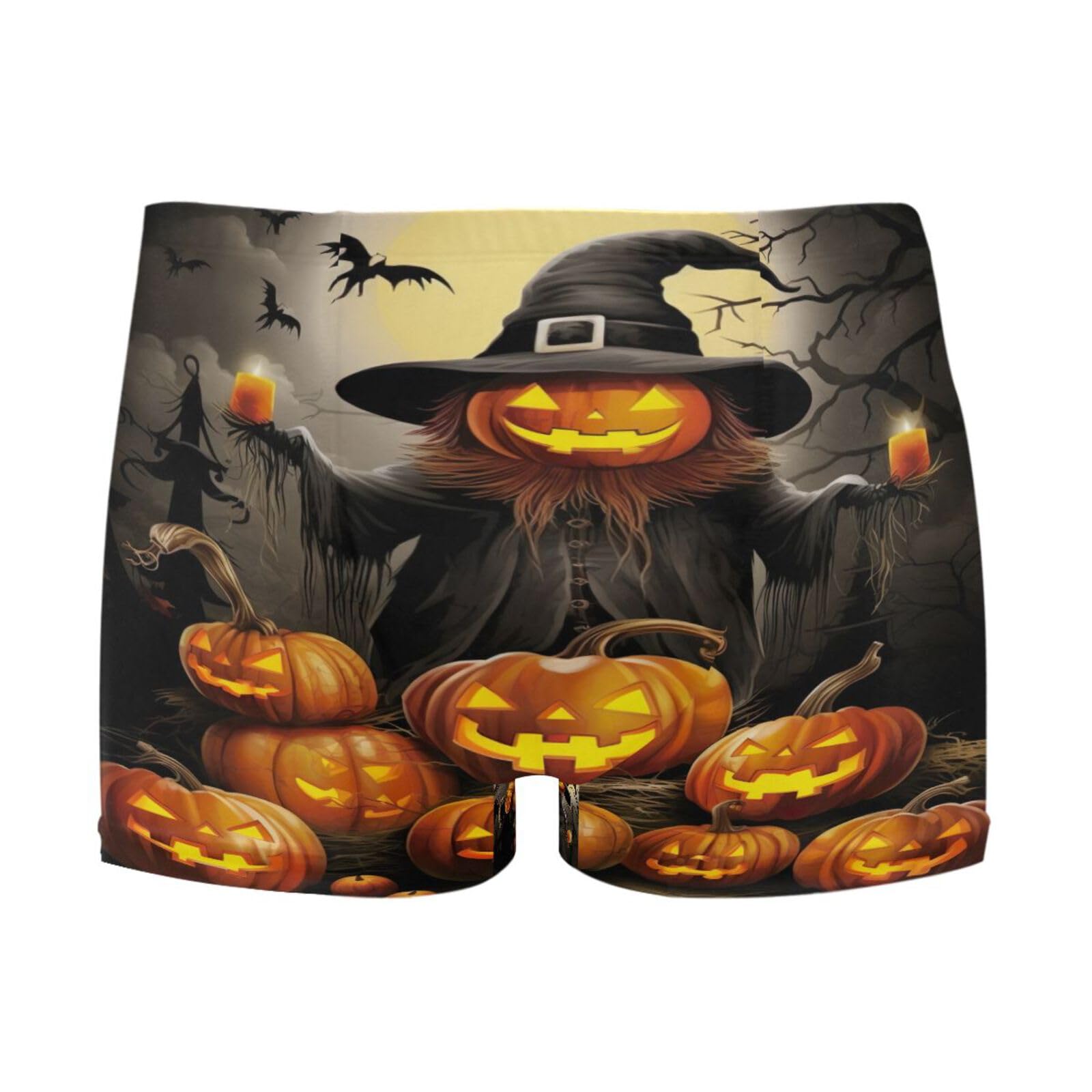 UMIRIKO Halloween Pumpkin Bats Men's Swim Trunk Square Leg Swimsuit Swimwear Swim Briefs for Men 2XL 202a0590