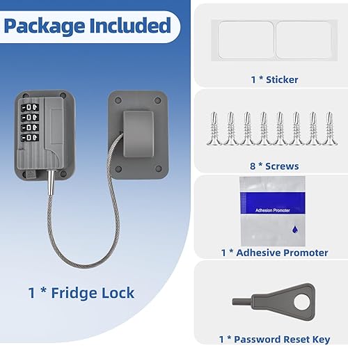 Vista 15 de Paquete de 2 cerraduras para refrigerador, cerradura para refrigerador con protección de alambre de silicona, cerraduras para nevera para niños