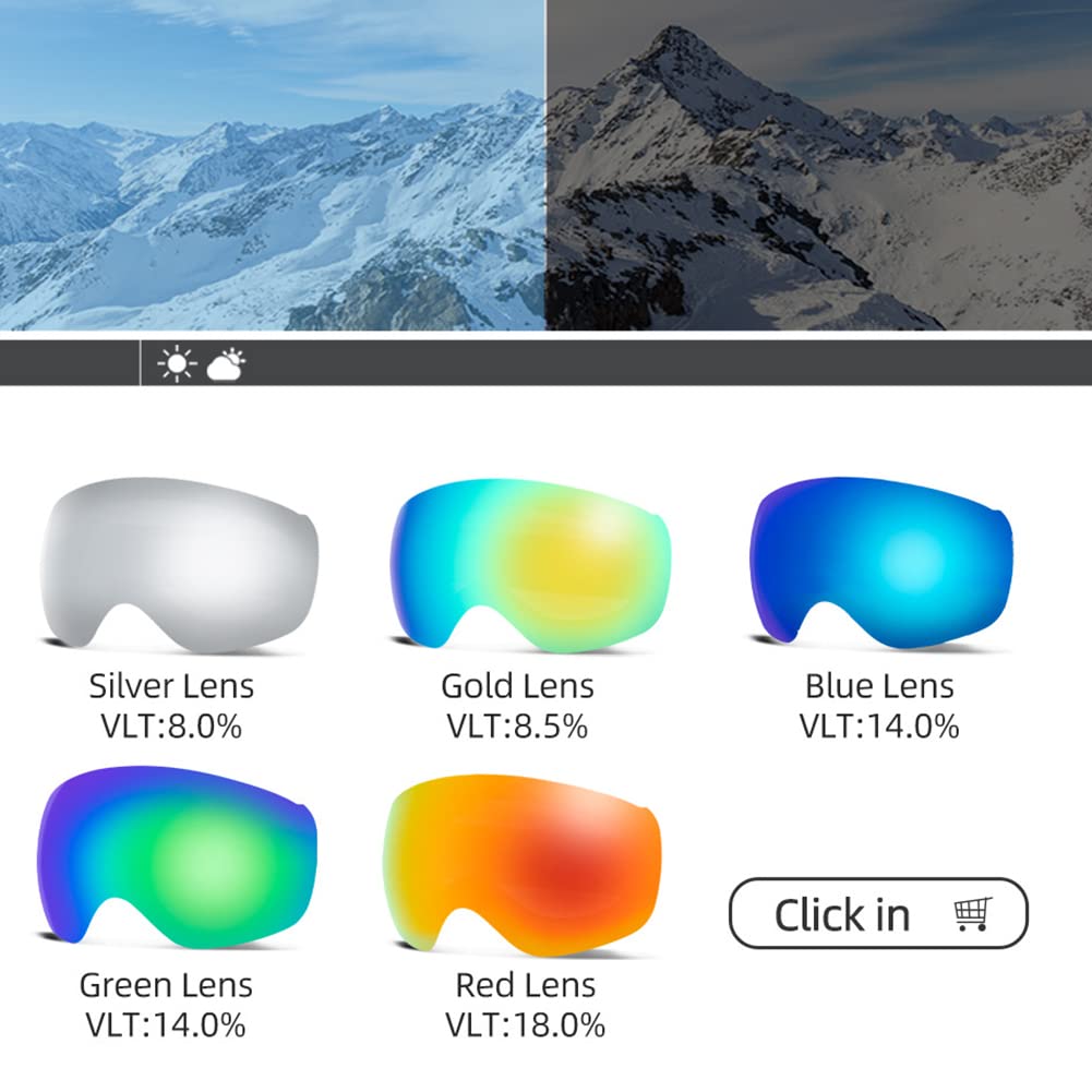 Lunettes de ski, lunettes de ski pour enfants avec verres antibuée à double couche, lunettes de ski de protection, adaptées aux hommes, aux femmes et aux adolescents Snowboard, snowboard, patina