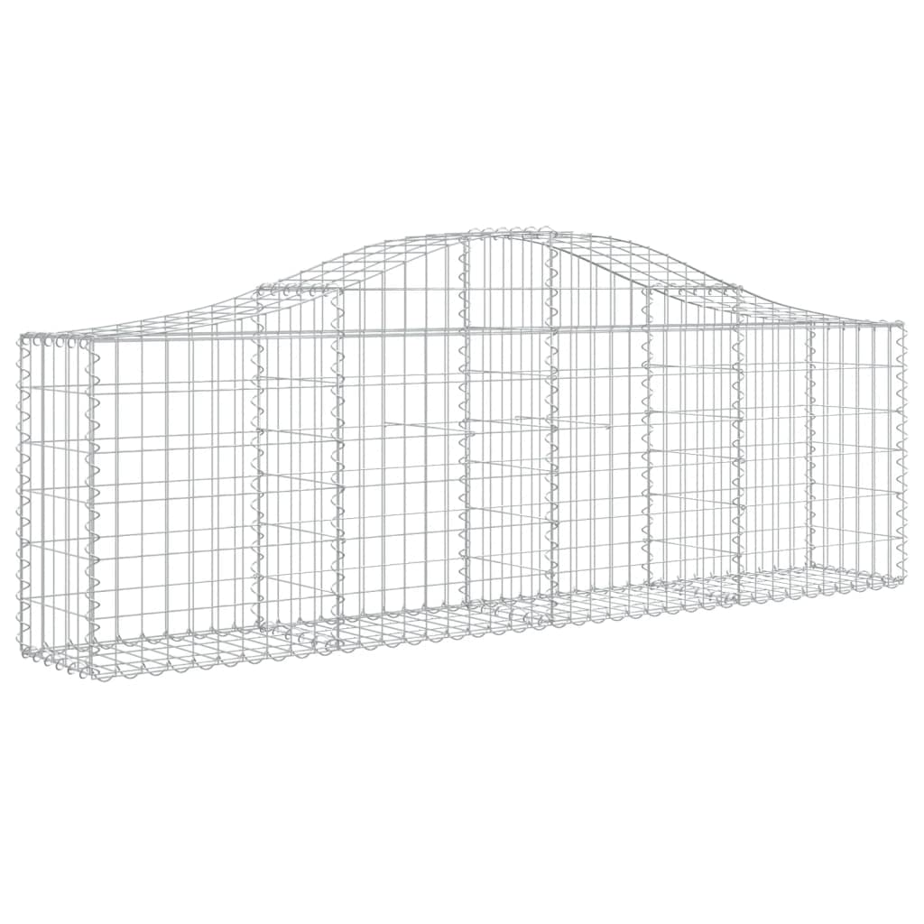 5 cestas para gaviones con arco alto, 200 x 30 x 60/80 cm, alambre galvanizado | Pared de gavión estable como barrera arqueada de jardín y privacidad para terraza, jardín delantero o exterior.