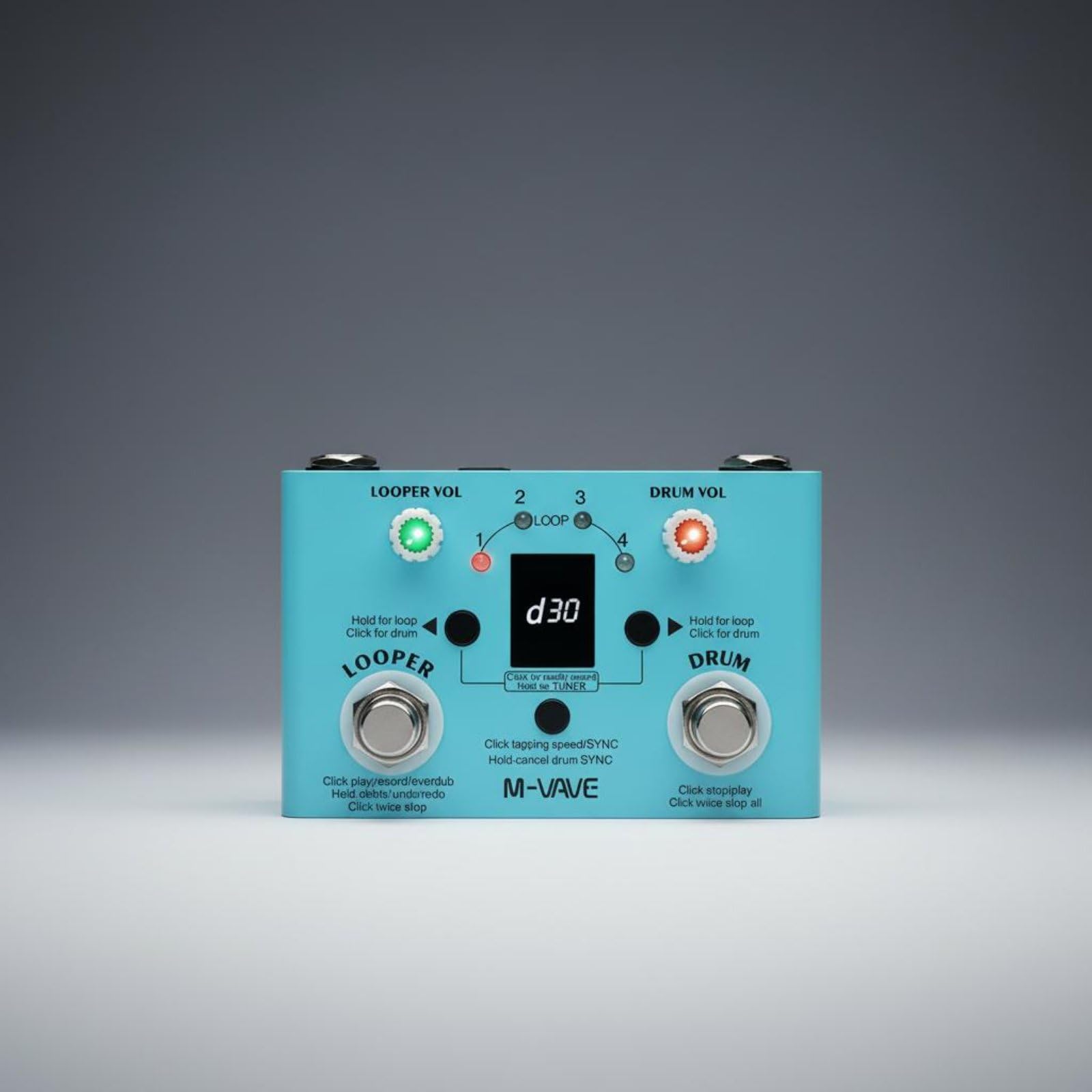 Music Loop Pedal Pedale Loop Chitarra Effetti Registratore Campionatore Drum Machine Accordatore Involucro Slot Memoria Loop USB Display Tempo Adatto per Musicisti Strada Home, Blue