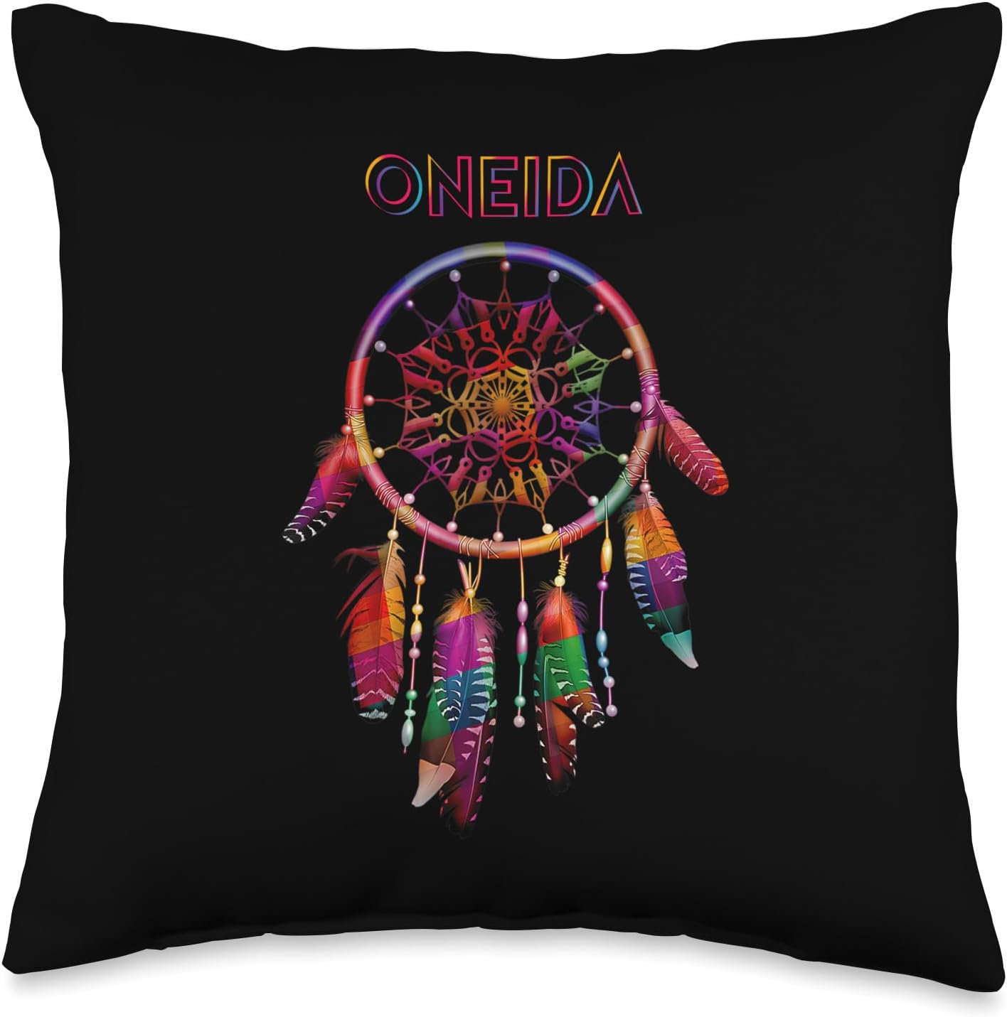 Oneida Native American Indian Colorful Dreamcatcher Tribal Throw Pillow