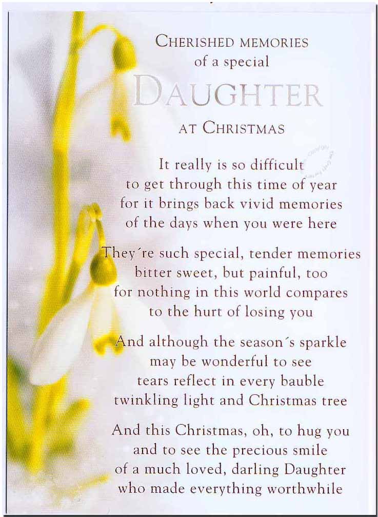Gravematters.co - Memories Card White Grave Card - Cherished Memories Of A Special Daughter At Christmas - Free Card Holder - Cm16.