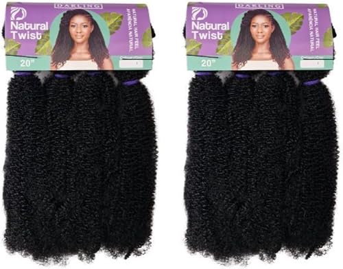 Darling Natural Twist Braiding Hair, Black, Natural Hair Feel, 20", 2 Packs