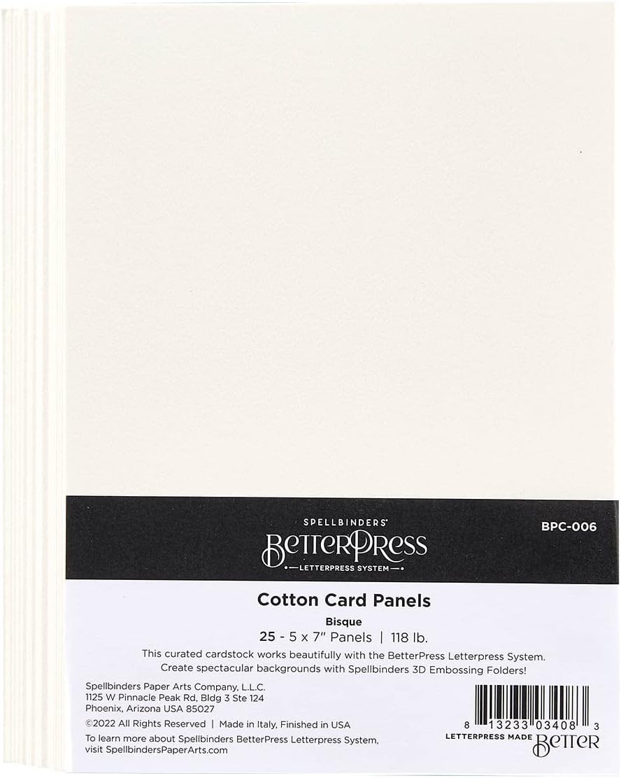 Spellbinders BPC-006 BetterPress Cotton Card Panels A7 Bisque