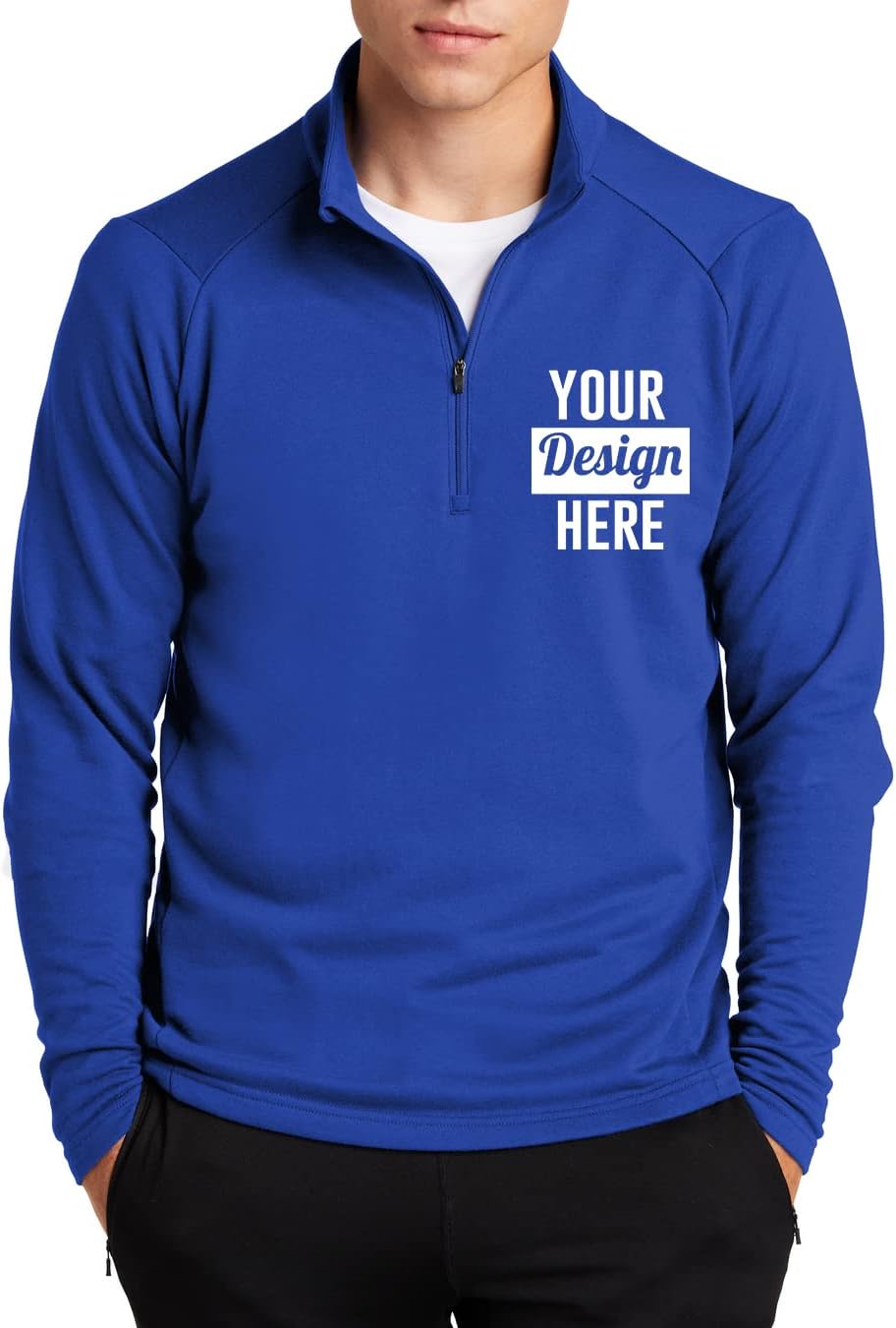 INK STITCH Custom Men St273 Design Your Own Stitching Logo Texts French Terry Lightweight Half Zip Pullover