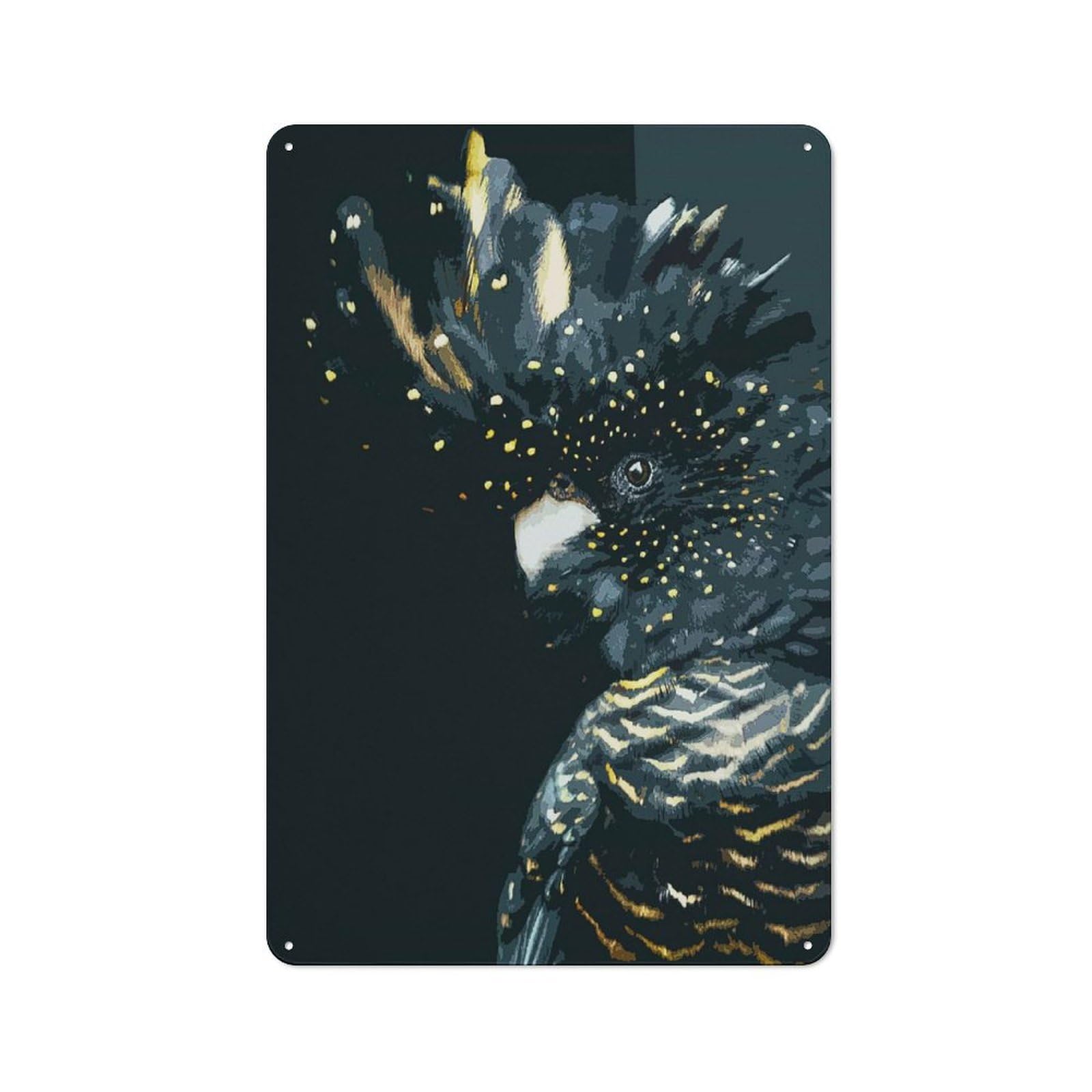 Junmoney Style-5 Black Cockatoo Poster Tin Sign 30X20cm For Living Room Wall, Rustic Wall Decor, For Living Room Decor Lovers