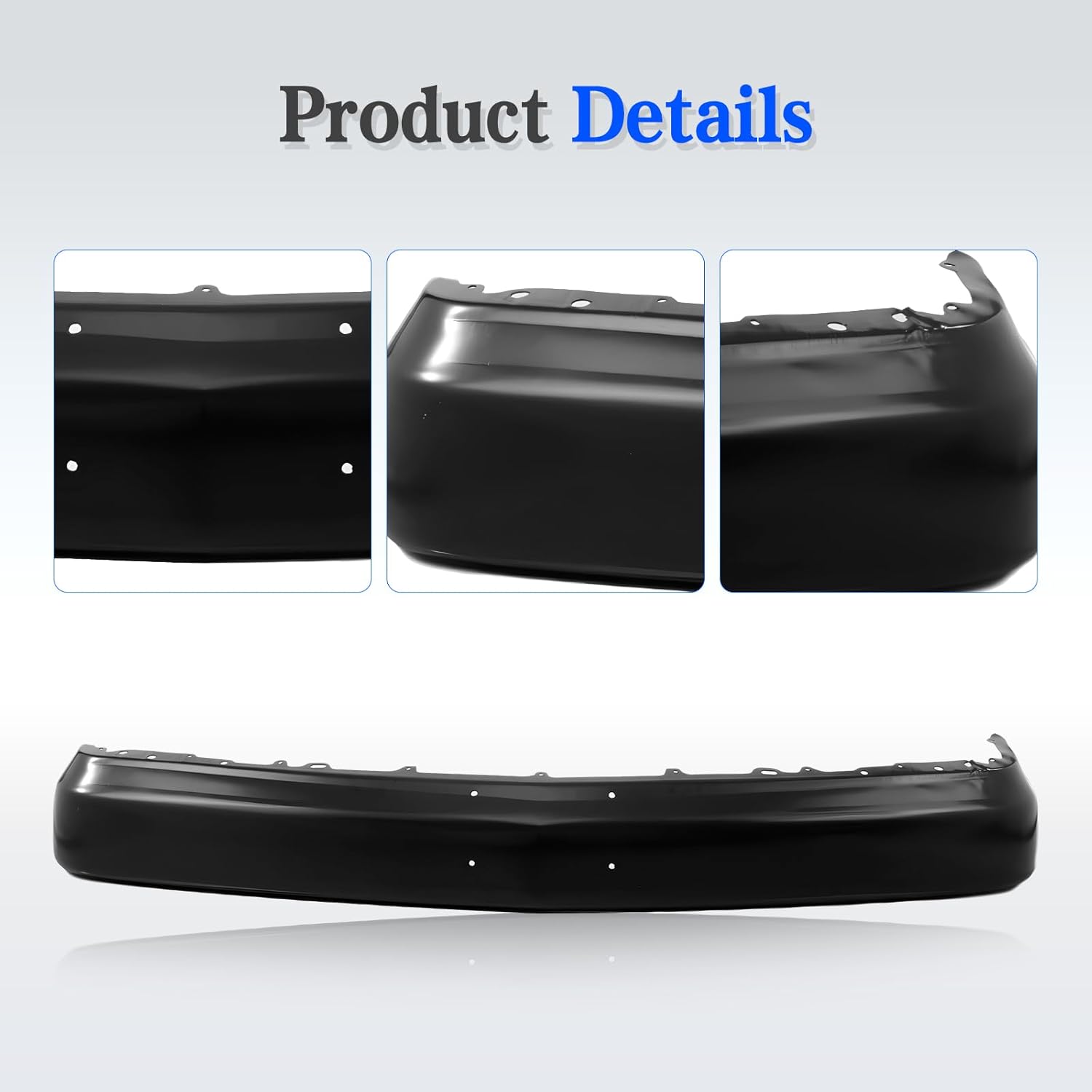CarPartsDepot Front Bumper Face Bar Black w/License Holes Compatible With 1988-2000 Chevrolet C/K 1500 2500 3500 Blazer Tahoe & 1999-2000 Cadillac Escalade
