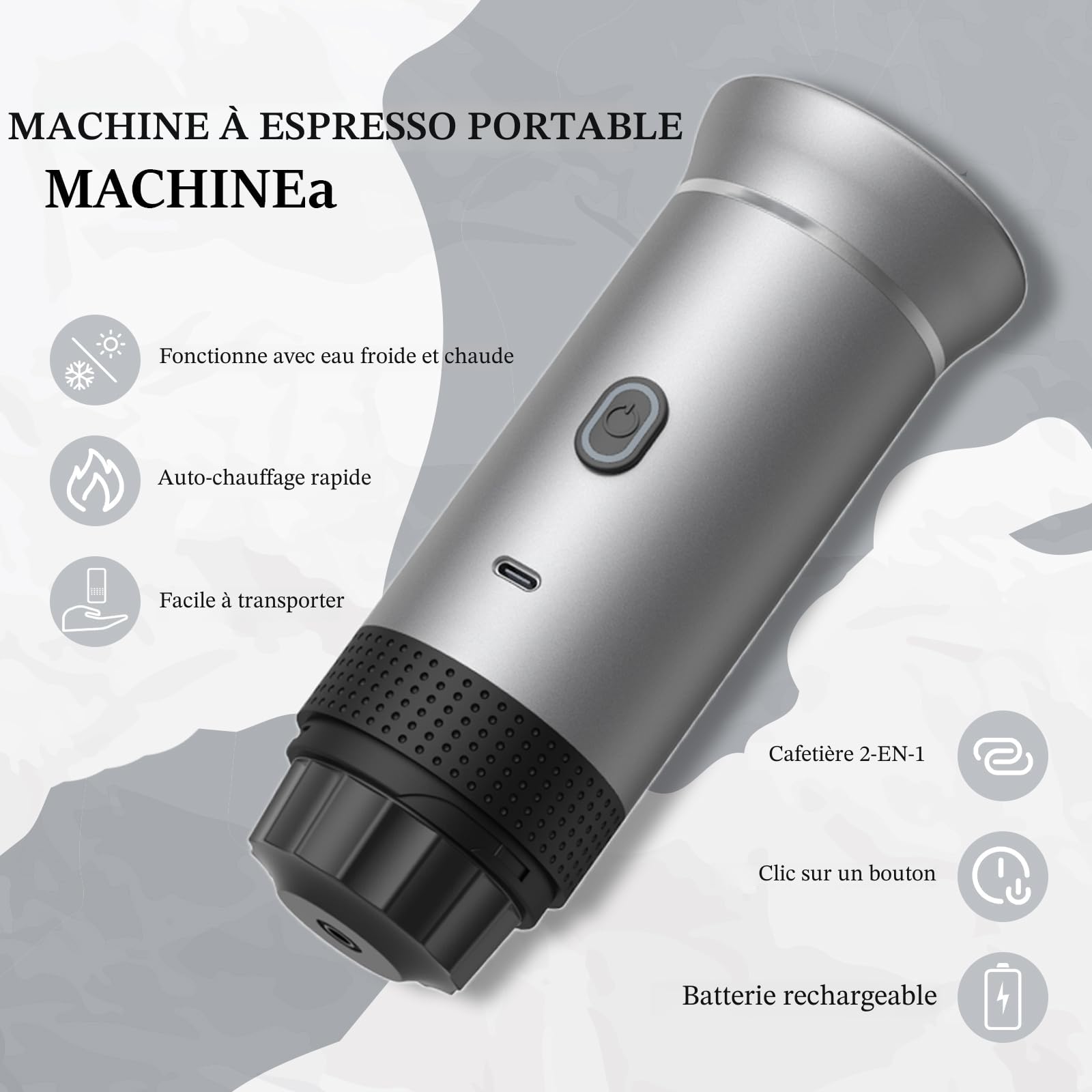Vunzo Machine à expresso électrique, portable, auto-chauffante, avec USB-C, à capsule, mini machine à café de voyage, machine à café de camping