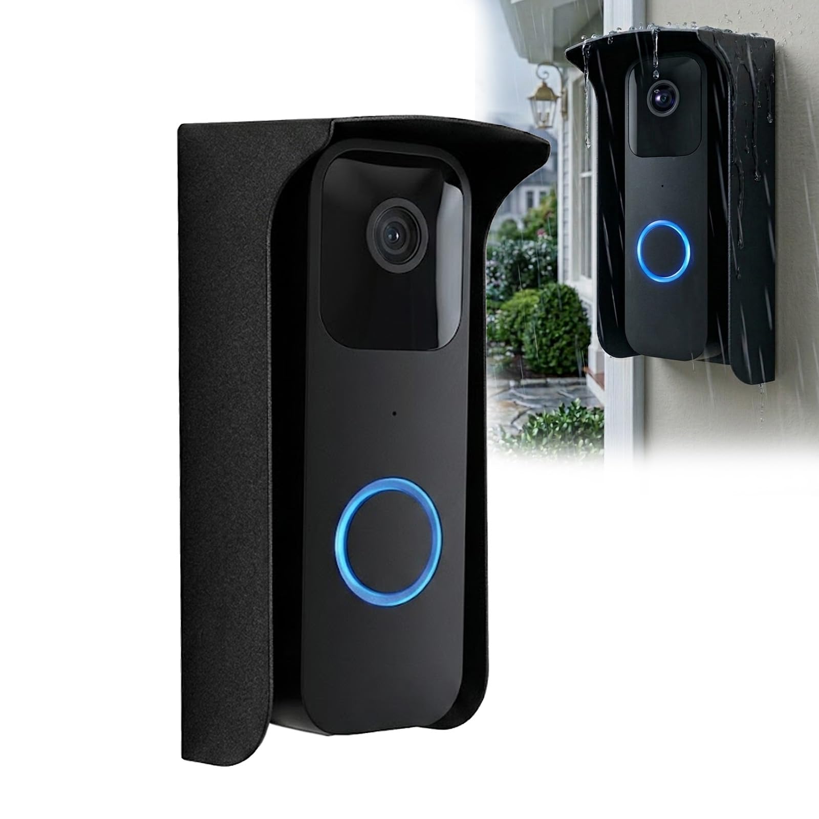 Video Doorbell Cover Weatherproof, Metal Doorbell Rain Cover Compatible with Blink/Arlo/Wyze/Google Nest/Reolink Video Doorbell, Sun Glare Reduction, No Drill Installation