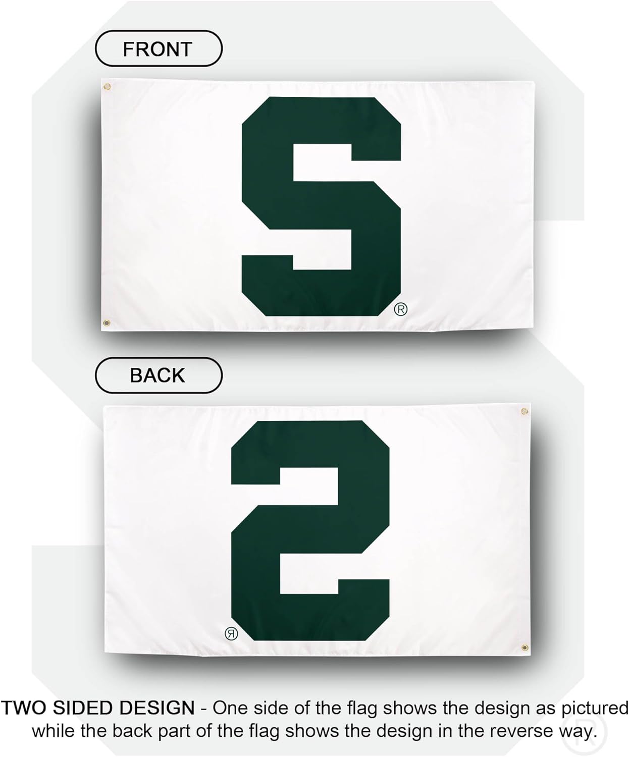 Desert Cactus Michigan State University Flag Spartans MSU Banners 100% Polyester Indoor Outdoor 3x5 feet Flags (Design K) - Image 2