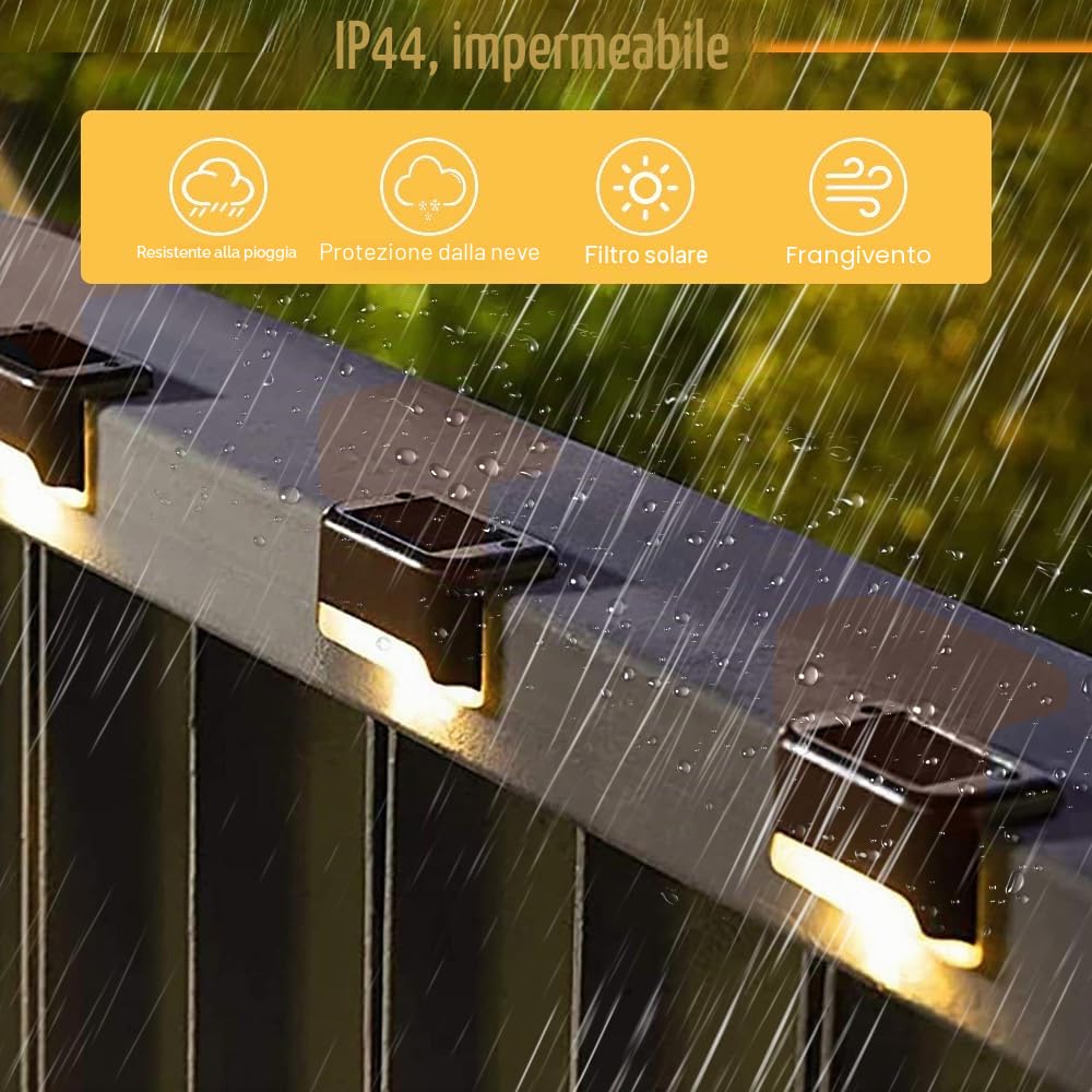 16 Pezzi Luci Solari per Esterni, Luci a LED Impermeabili, Luci Solari Da Giardino per Scale Esterne, Gradini, Recinzioni, Cortili, Patio, Grondaia, Sentiero, Decorazione (Nero, Bianco Caldo)