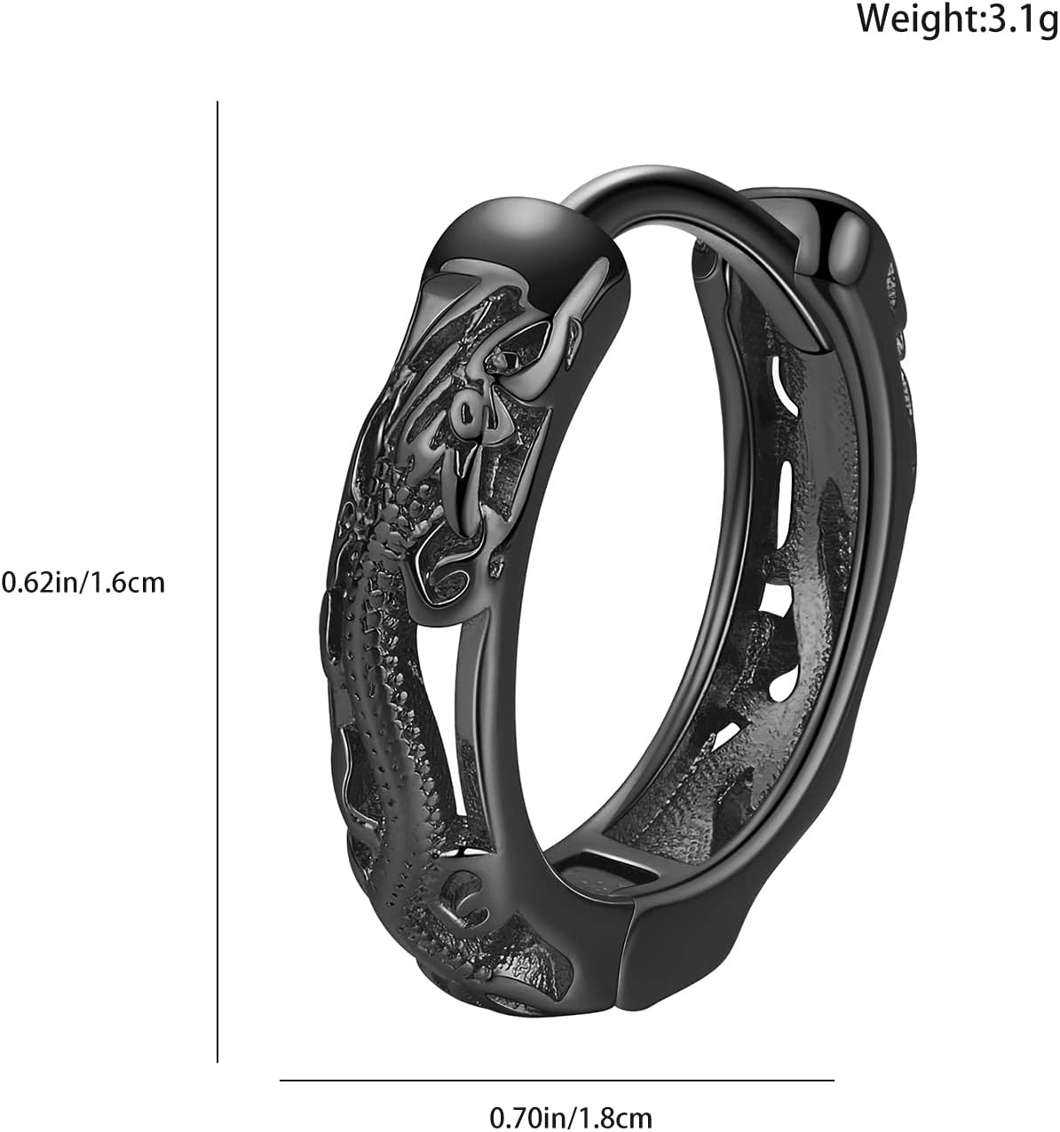 Hanreshe Copper Dragon Hoop Earrings Silver Plated Fashion Jewelry Small Dragon Earrings for Men Women Gift - Image 6