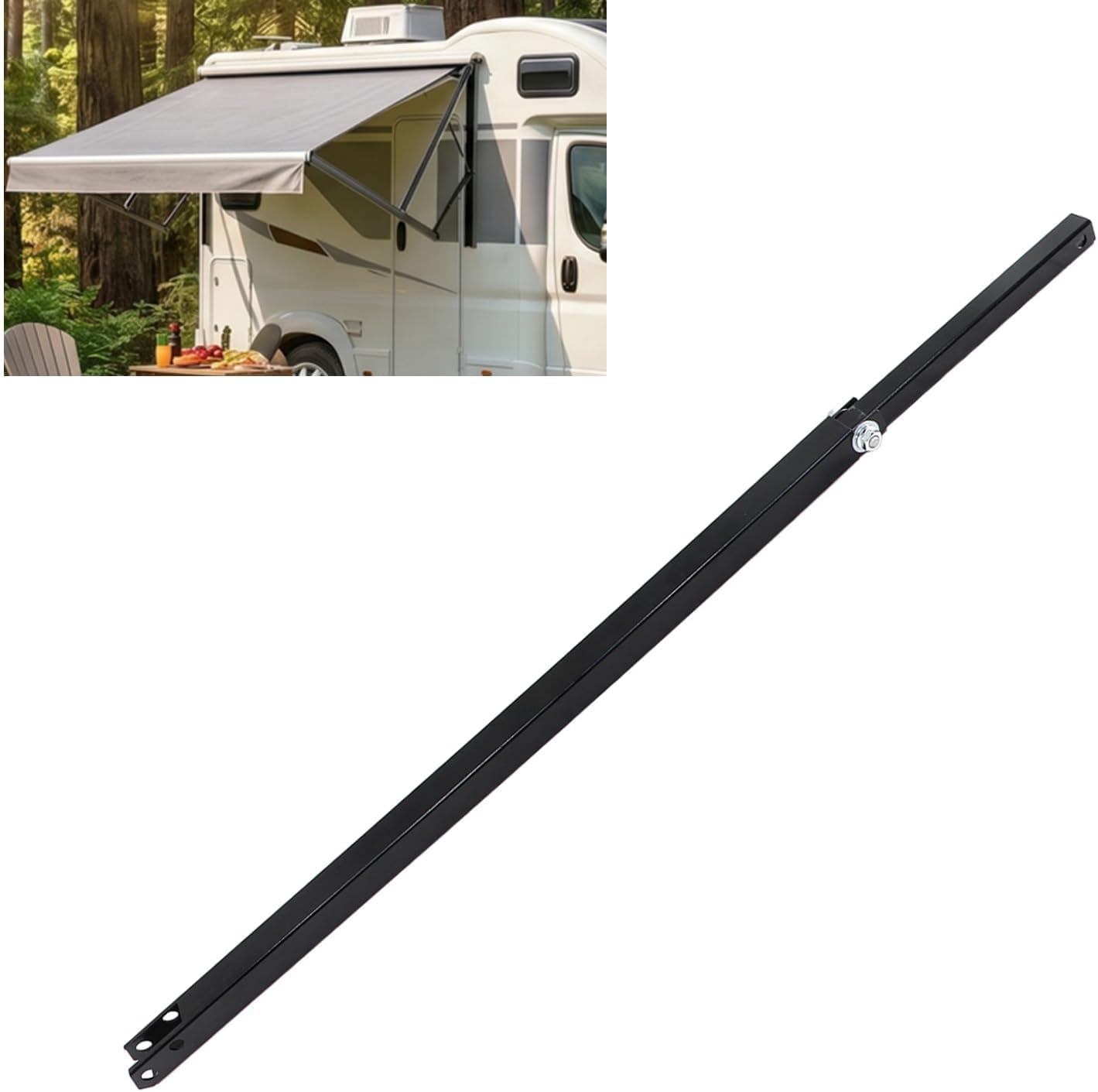 RV Awning Pitch Arm Durable Black Powder-Coated Compatible with Solera Regal 63" Awning Arm Assembly Overall Length of 33 Inch