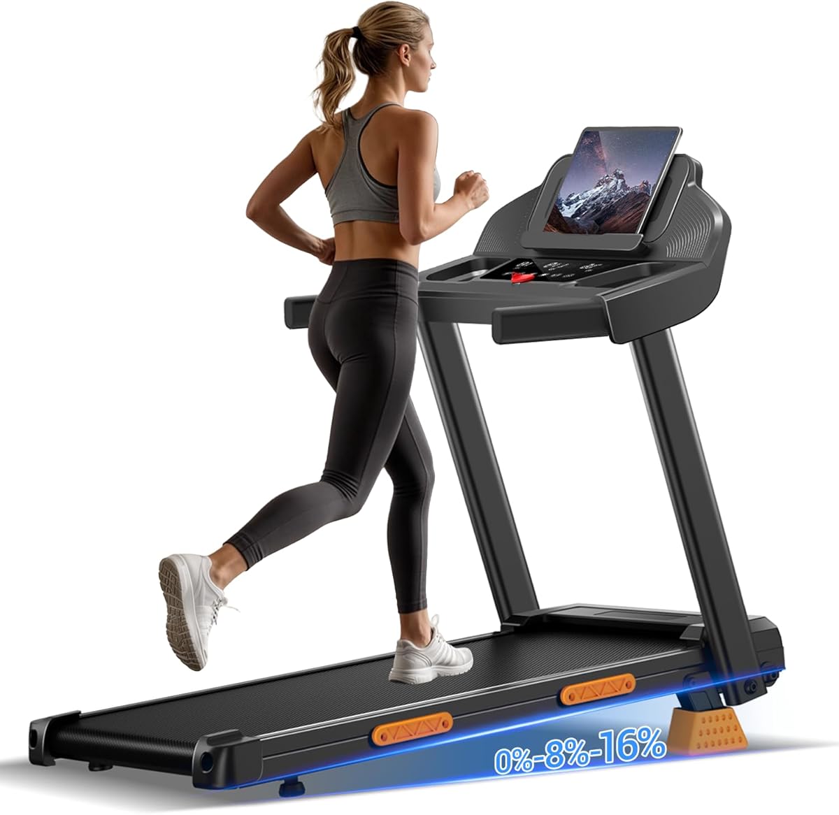 16% Treadmills for Home with Handle, 3 in 1 Portable Treadmill with Incline, Foldable Treadmill with Three Screen, 12 Preset Programs, 400Lbs