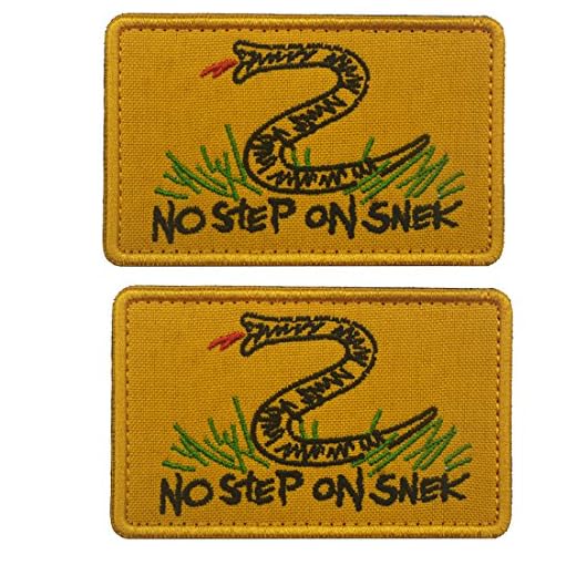 Tactical No Step On Snek militär moral lappar gör-det-själv-applikationer emblem broderad bricka fästkrok & ögla lapp sydda lappar set för kepsar, hatt, väskor, ryggsäckar, väst, uniformer (gul)