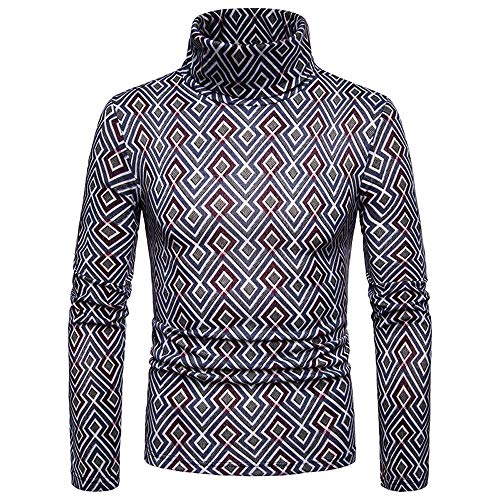 kemilove Men's Leopard Slim Fit Turtleneck Sweater Casual Knitted Twisted Pullover Solid Tops Blouse