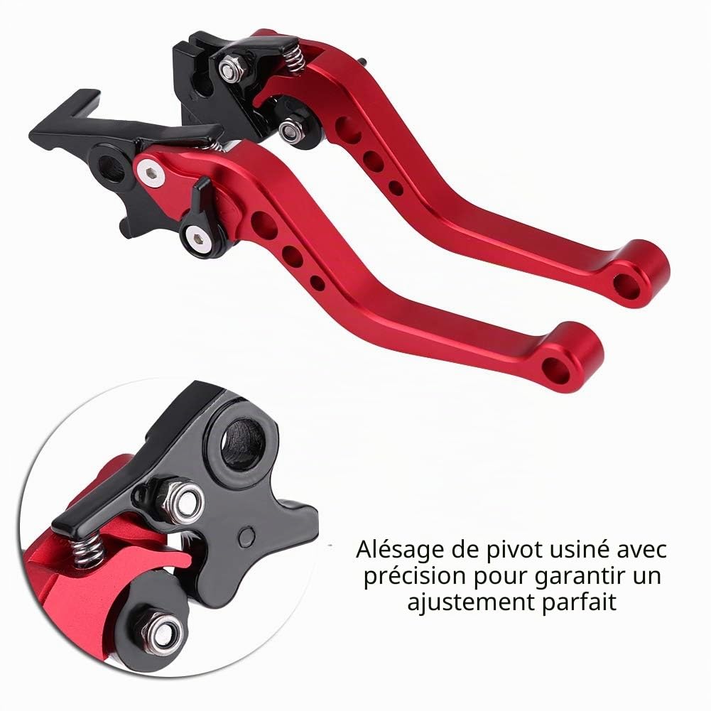 Yosoo Health Gear Levier de Frein et Embrayage Moto CNC Aluminium Rouge