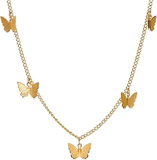 Necklaces for Women Pendant Fashion Jewelry Valentine Gift Stylish Butterflies Design Pendant Clavicle Chain Jewelry Accessories Beaded Necklace Set Gift for Her