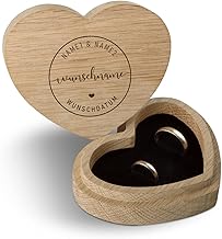 Wedding Ring Box Heart Ring Cushion Ring Box Individual 10 x 8.5 cm Oak Wood - Circle Name