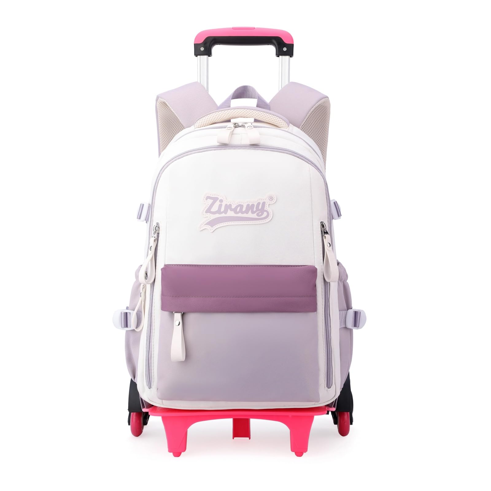 IvyH Mochila con Ruedas para Niñas, Elegante Mochilas Carro Niña de 16 Pulgadas, Mochila Ruedas Infantil Bolsa Trolley de 6 Ruedas, Carro Desmontable