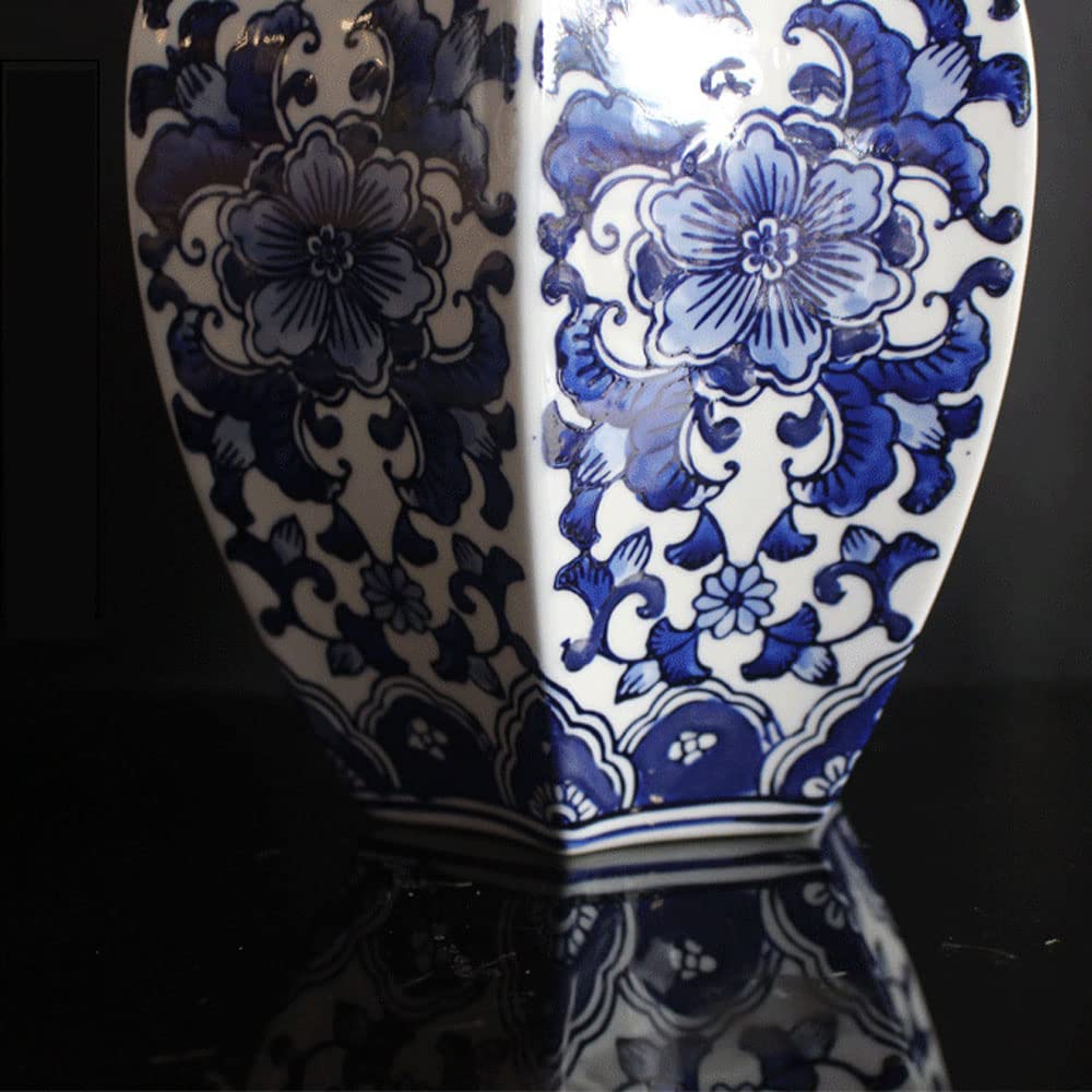 Jingdezhen Ceramika, styl chiński, niebiesko-biały wazon porcelanowy, ręcznie malowany, aranżacja kwiatowa chinoiserii, dekoracja retro