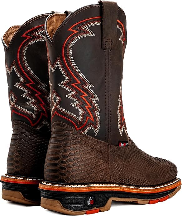 King Welt KW-Venom Exotic Python Print 10" Men's Leather Western Work Boot, Soft Toe, Square Toe Slip resistant4