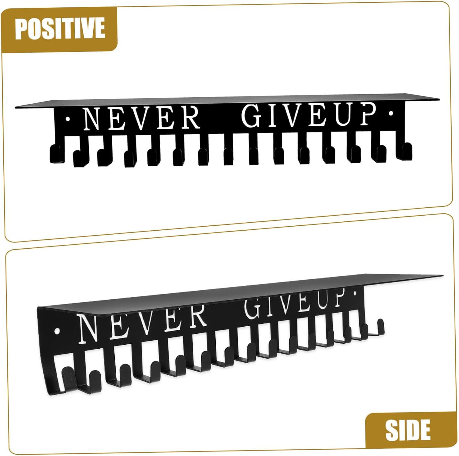 Medal Hanger Wall Mount Rack 40x10x6.6cm Black Hanging Medal Display Holder Organizer and Runners’ Awards at Home