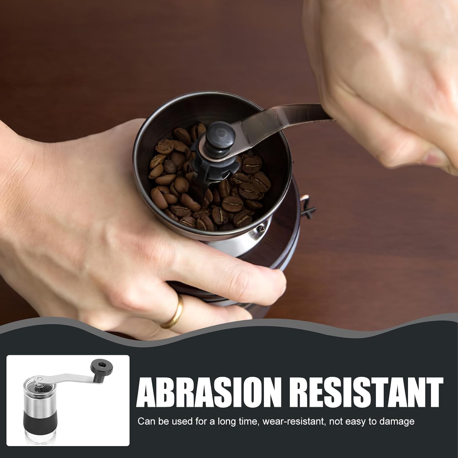 Manual Portable Coffee Grinder Stainless Steel Hand Crank Burr Grinder for Home and Travel Espresso Brewing