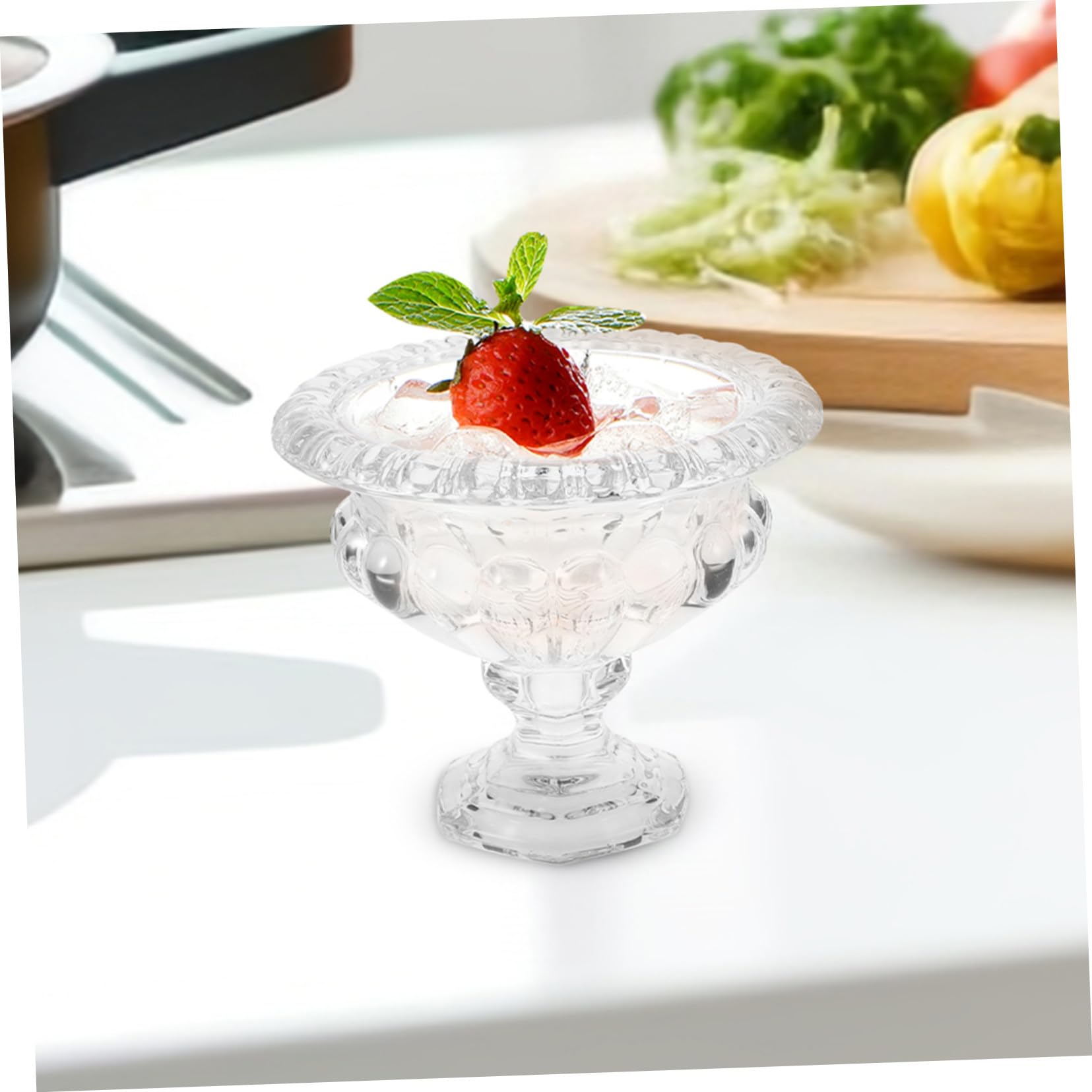SHINEOFI Coppe Gelato Piedistallo in Vetro Stile Europeo Vintage per Vacanze Estive, Facili da Pulire e Perfette per Bevande Fresche in Cucina