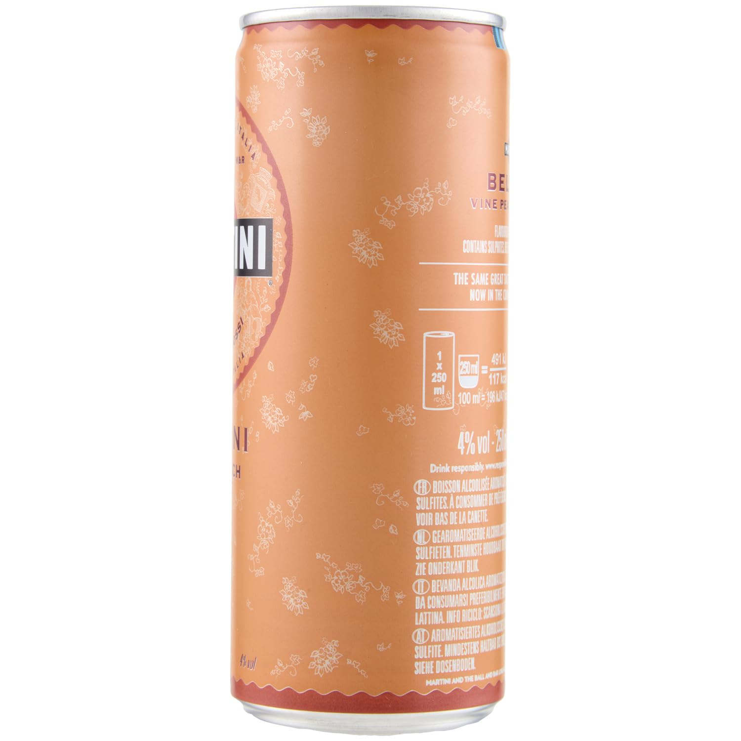 Martini Bellini Cocktail, Ready to Drink, Confezione da 24 lattine x 25 cl