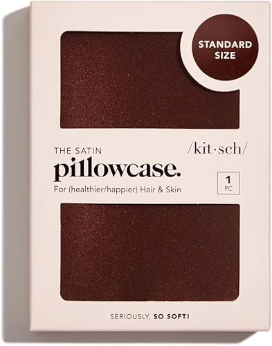 Miniatura 7 de Kitsch Funda de almohada de satén para cabello y piel Queen, más suave que las fundas de almohada de seda, tamaño estándar, 1 paquete, funda de
