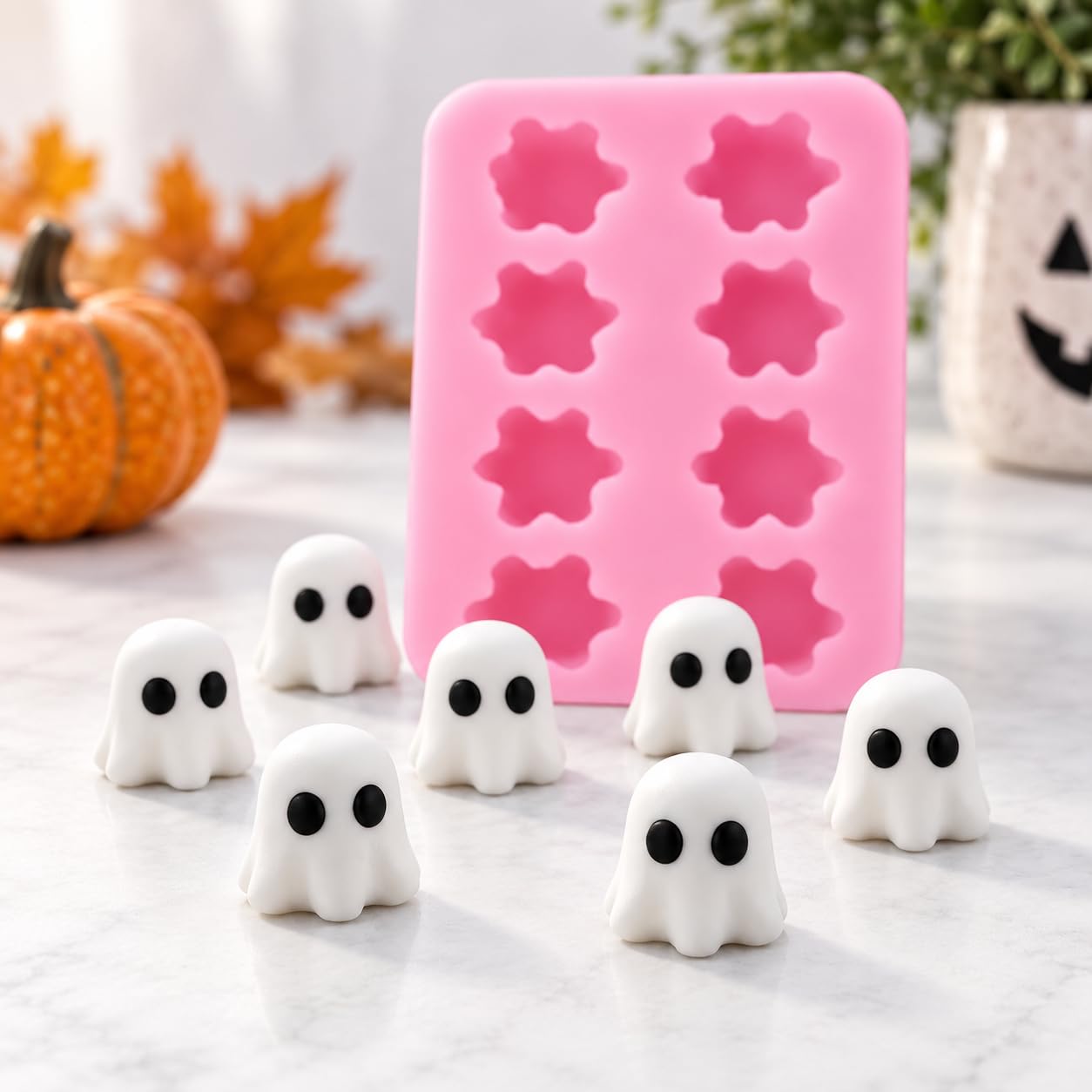 Halloween Skull Chocolate Mold - Pink Silicone -13