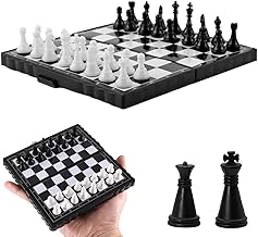 Dunkwckor Magnetic Chess Board, Folding Mini Chess Board, Portable Travel Board, Checkers Game Table, Professional Chess Pieces, Chess Children and Adults, Family Party Great Companion Travel