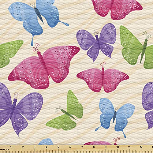 Catálogo para Comprar On-line Colorante Mariposa Tonos - los más vendidos. 34 Ambesonne Tela moderna por The Yard, mariposas coloridas en tonos vibrantes, diseño de alas de polillas, tela decorativa para tapicería y detalles del hogar, 1 yarda, morado...