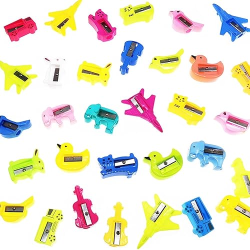 Bonitos sacapuntas de animales 50 piezas de colores surtidos afiladores de cuchillos suministros escolares a granel manual de corte de cejas grande