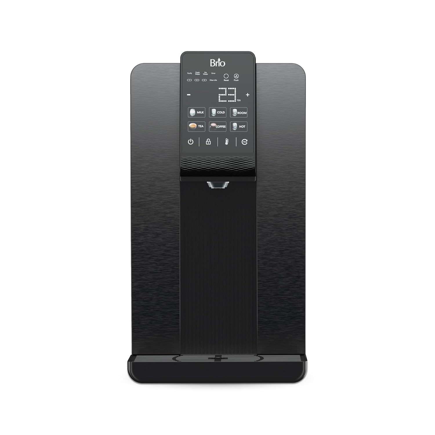 Brio Q20 Touchscreen Countertop Water Dispenser with 3 Stage RO Filtration System | Instant Hot, Cold & Room Temperature with 6 Presets | LED Display, UV Self-Cleaning | Refillable 6L Tank