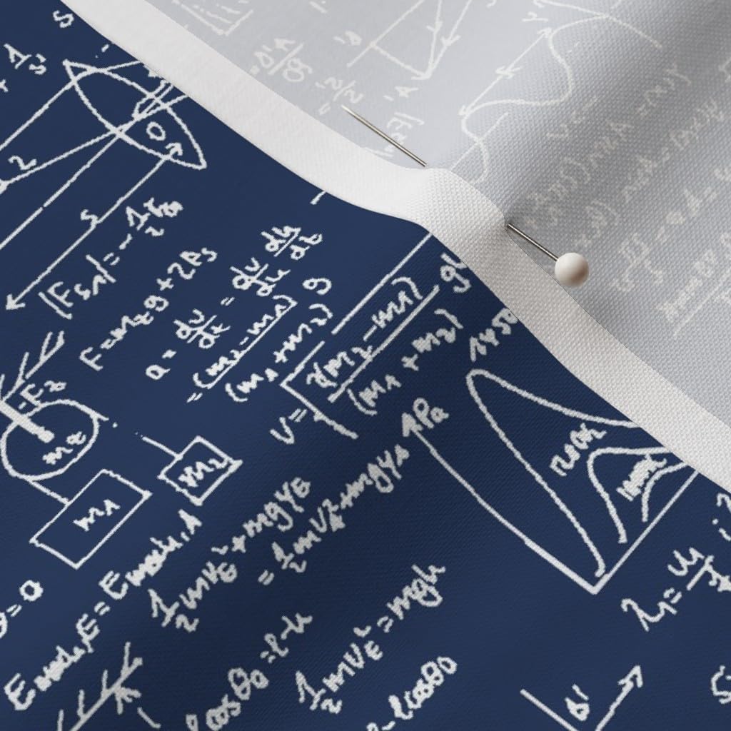 Spoonflower Fabric - Equations Navy Blue Math Mathematics Science Teacher Classroom Printed on Petal Signature Cotton Fabric by The Yard - Sewing Quilting Apparel Crafts Decor