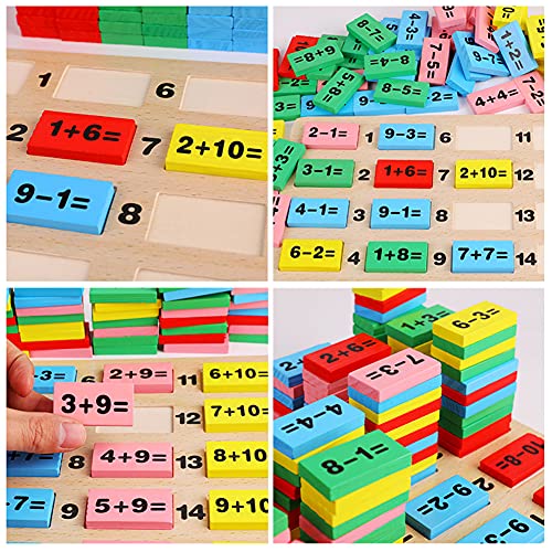 Yeitiady Wooden Dominoes Toys For Kids,110Pcs Colorful Dominos Kit,Basic Calculation Educational,Answer Board With Domino Set Family Games Gift For Children Preschool #TOP4