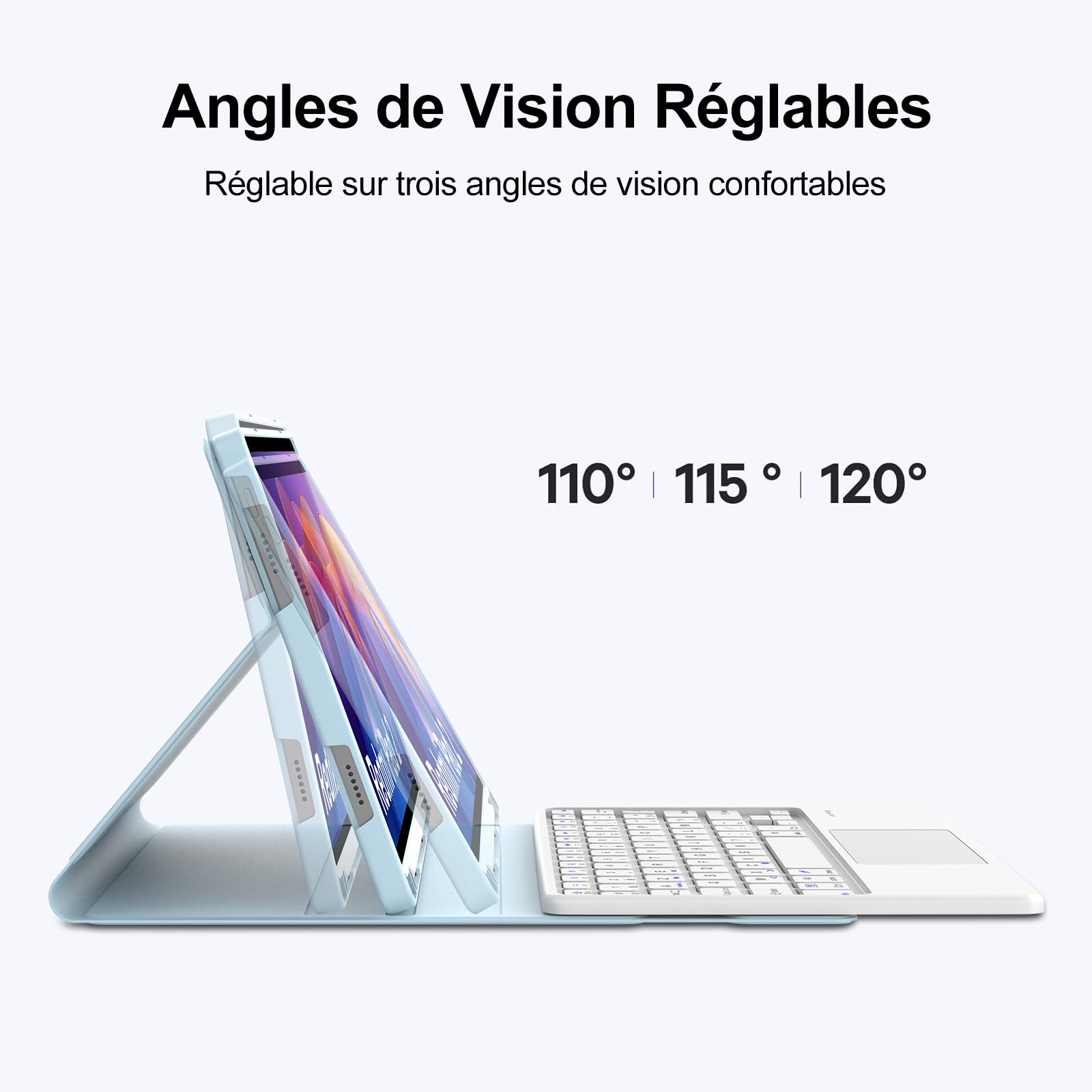 JADEMALL Clavier avec Trackpad pour Xiaomi Redmi Pad 2 11" 2025, AZERTY Français Clavier Bluetooth Magnétique Détachable avec Pavé Tactile pour Tablette Redmi Pad 2 11 Pouces 2025, Bleu Ciel