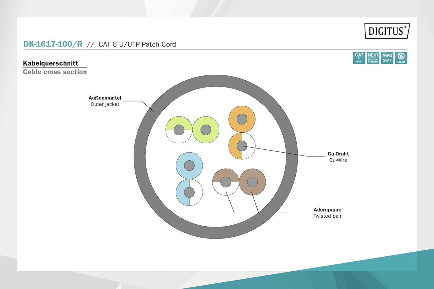 Digitus LAN Cable Cat 6-10m - RJ45 Network Cable - UTP Unshielded - Compatible with Cat6A & Cat5e - Red