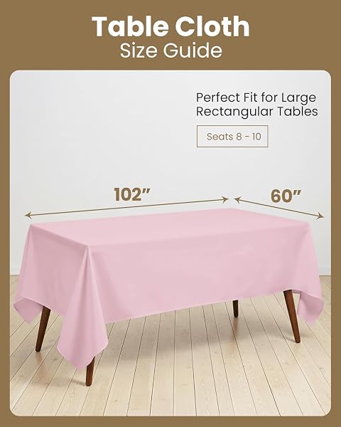 Utopia Kitchen Rectangle Table Cloth 2 Pack [60x102 Inches, Pink] Tablecloth Machine Washable Fabric Polyester Table Cover for Dining, Buffet Parties, Picnic, Events, Weddings and Restaurants - 2
