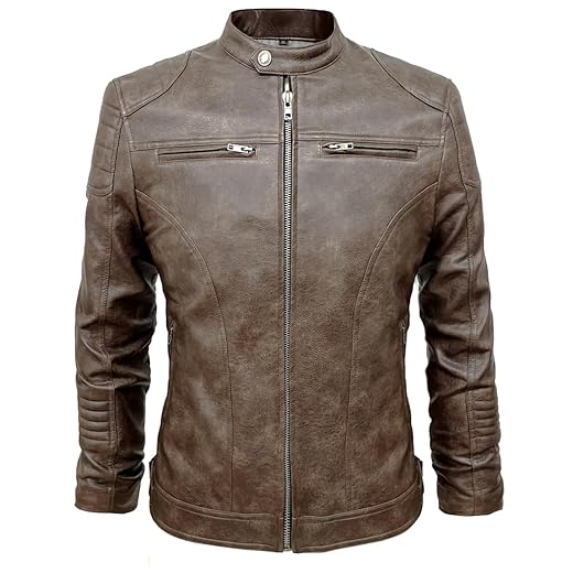 TZMAPU Jaqueta masculina de couro PU para motocicleta, estilo punk, gola alta, jaqueta curta