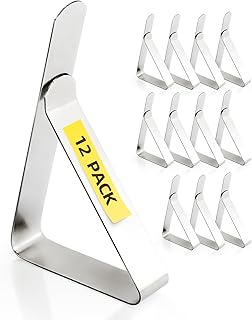 12 Pack Tablecloth Clips - Heavy Duty Picnic Table Clips, Stainless Steel Table Cloth Cover Clamps, Table Cloth Holders Ideal for Restaurant Picnics