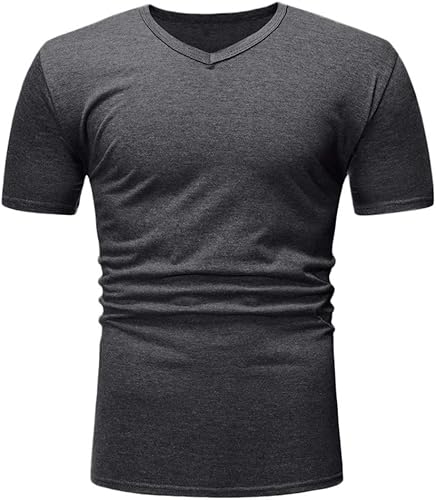 Kurzarm Neue Sommer Herrenmode V-Ausschnitt Soild Kurzarm T-Shirt Schlank Top Bluse