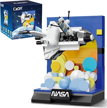 CaDA C56041W Space Shuttle Building Block Model, Space Exploration Series with Nassa Logo Display Base, White Spacecraft Creative Assembly Toy, Science and Education Collectible Ornaments 250 Pieces