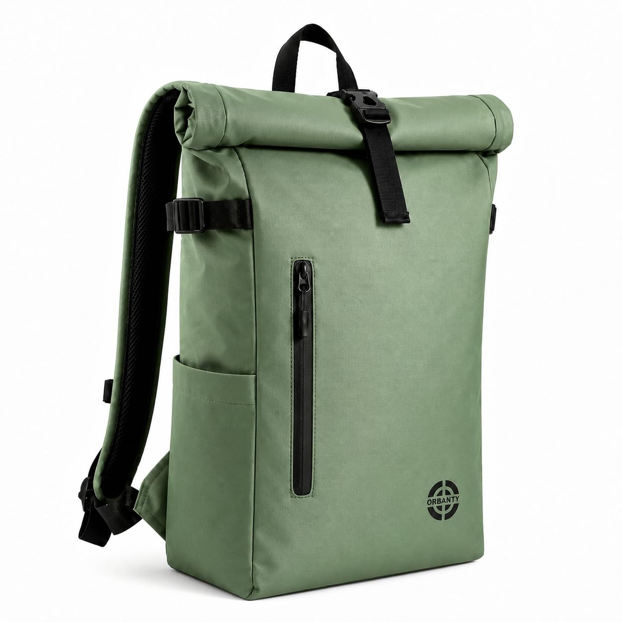 Zaino arrotolabile, impermeabile, espandibile, 20-25 l, con accesso rapido, portatile, casual, unisex, leggero, organizer, maniglia torlley, spallacci imbottiti, viaggi, lavoro, università, Verde