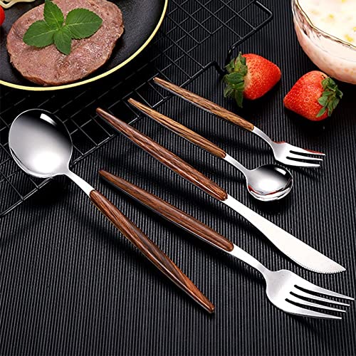 Silberbesteck-Set, 20/30-Teilig, Für Küchengeräte, Spülmaschinenfest, Mit Holzgriffen, Für Abendessen, Dessert, Kaffee Und Mittagessen, 20-Teilig