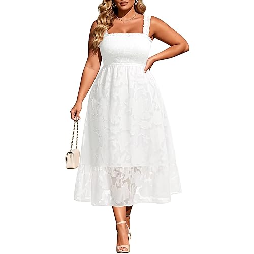 Plus Size Summer Dress - Sun Boho Beach Casual Floral Spaghetti Strap Sleeveless Long Maxi Dresses