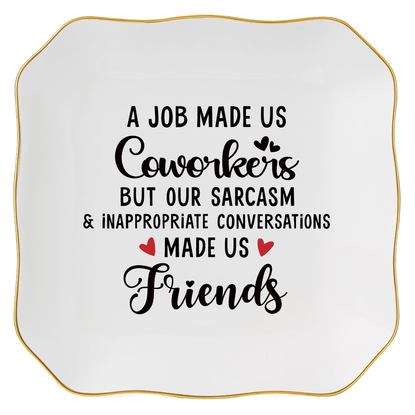 Coworker Gifts for Women Jewelry Dish Tray - Co worker New Job Going Away Farewell Gifts for Coworkers Women Birthday Christmas Retirement Thank You Gift - A Job Made Us Coworkers&Friends